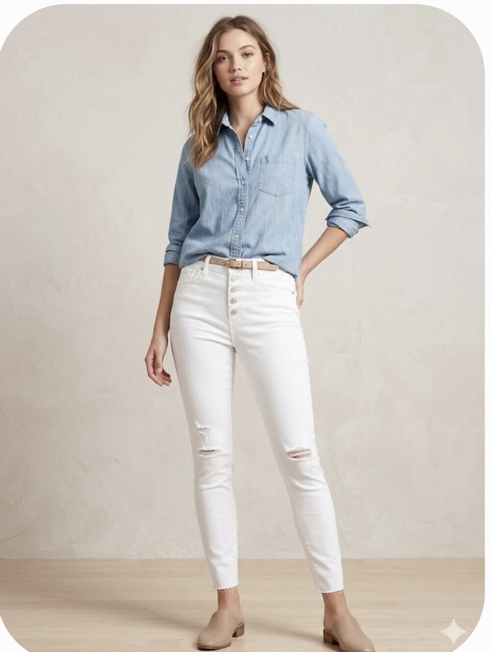 NWT ​Gap White High Rise Button-Fly Distressed Skinny Jeans Raw Hem Size 10